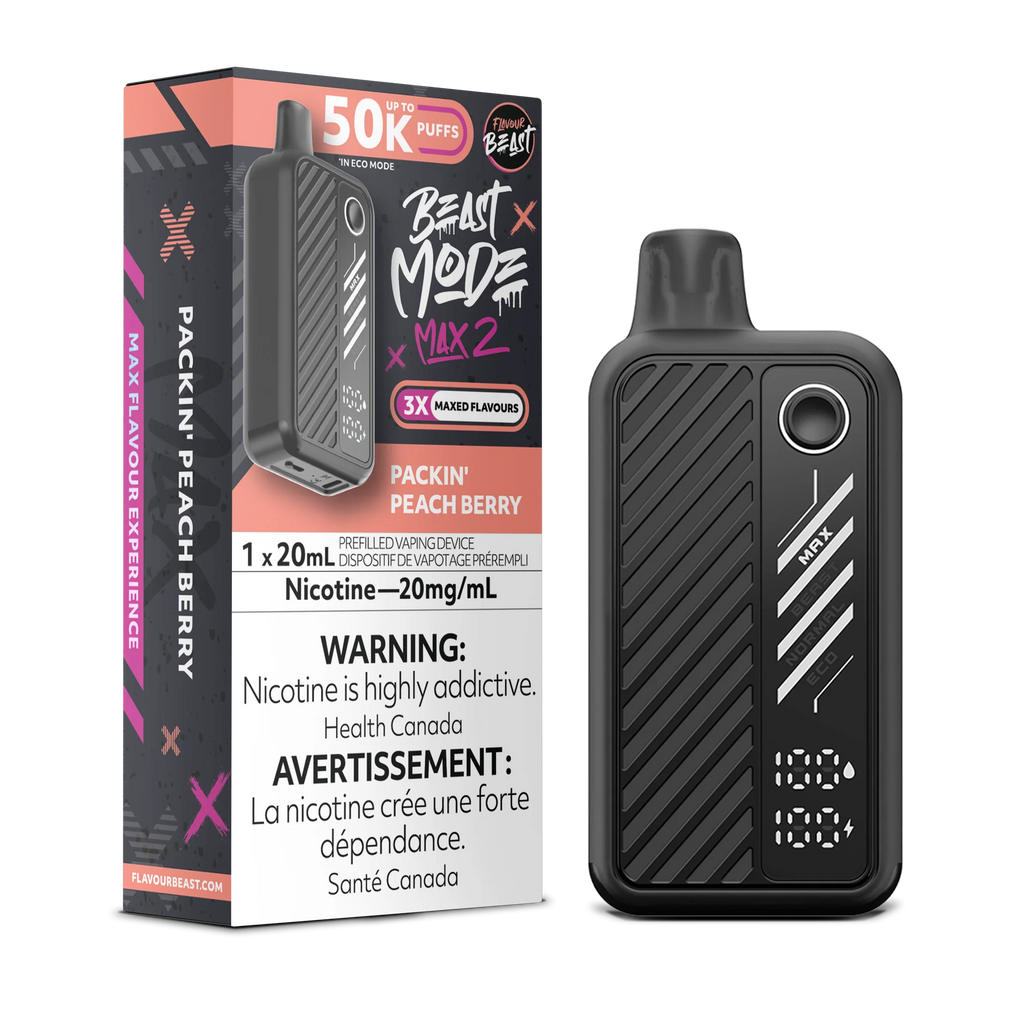 Flavour Beast Beast Mode Max 2 Disposable Vape – Packin’ Peach Berry 20 mg 50000 Puffs