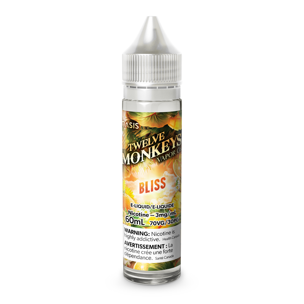 Bliss - 12 Monkeys Oasis Collection Freebase E-Liquid - Exotic and Refreshing Fruits Vape Juice - 60ml - Vape Cave