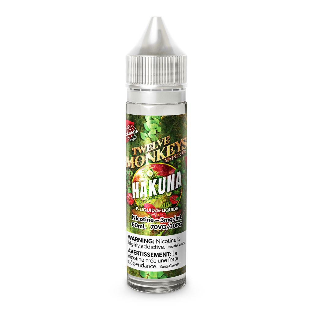 Hakuna - 12 Monkeys Oasis Collection Freebase E-Liquid - Exotic and Refreshing Fruits Vape Juice - 60ml - Vape Cave