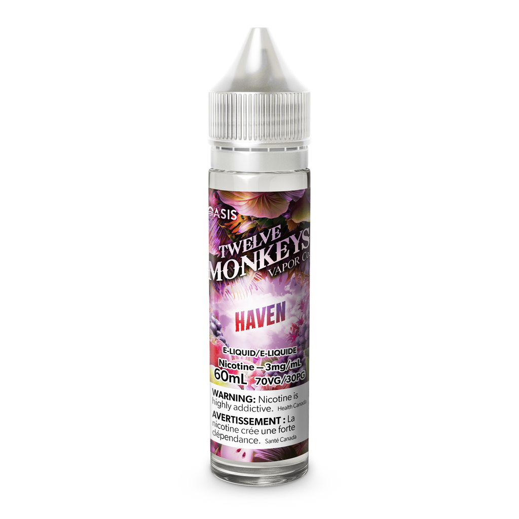 Haven - 12 Monkeys Oasis Collection Freebase E-Liquid - Exotic and Refreshing Fruits Vape Juice - 60ml - Vape Cave