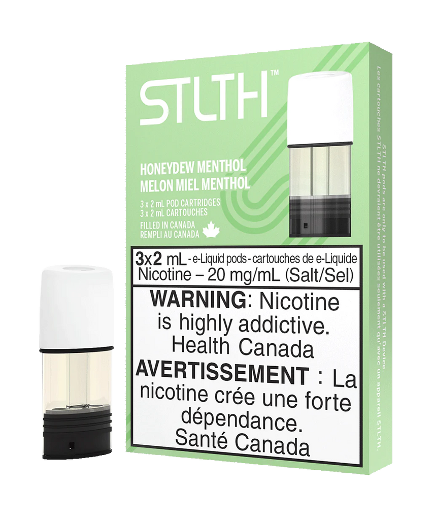 Stlth Pods Honeydew Menthol, blending sweet honeydew melon with a refreshing menthol kick.