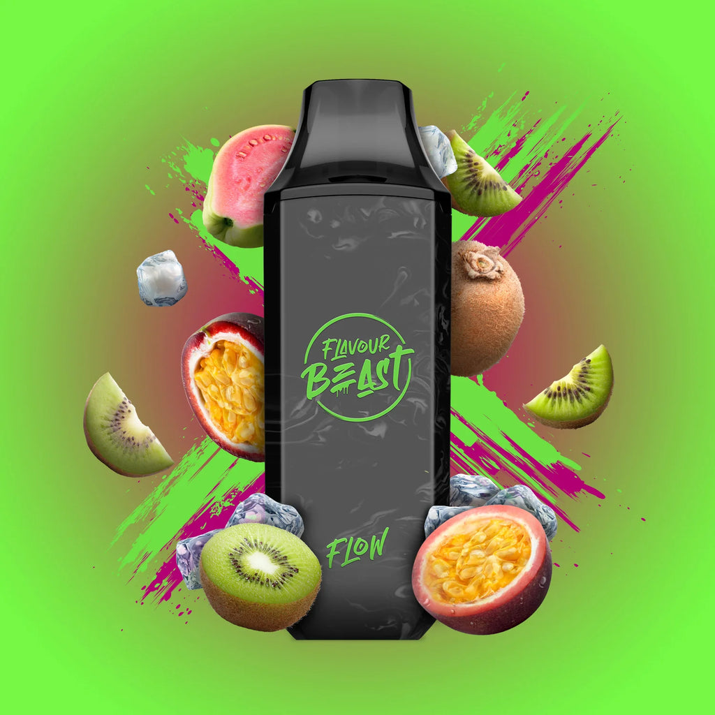 Kewl Kiwi Passionfruit Iced - Flavour Beast Flow Disposable Vape - Sleek design, up to 4000 puffs, 10mL juice capacity, 600mAh battery, 1.2 ohm mesh coil - Vape Cave