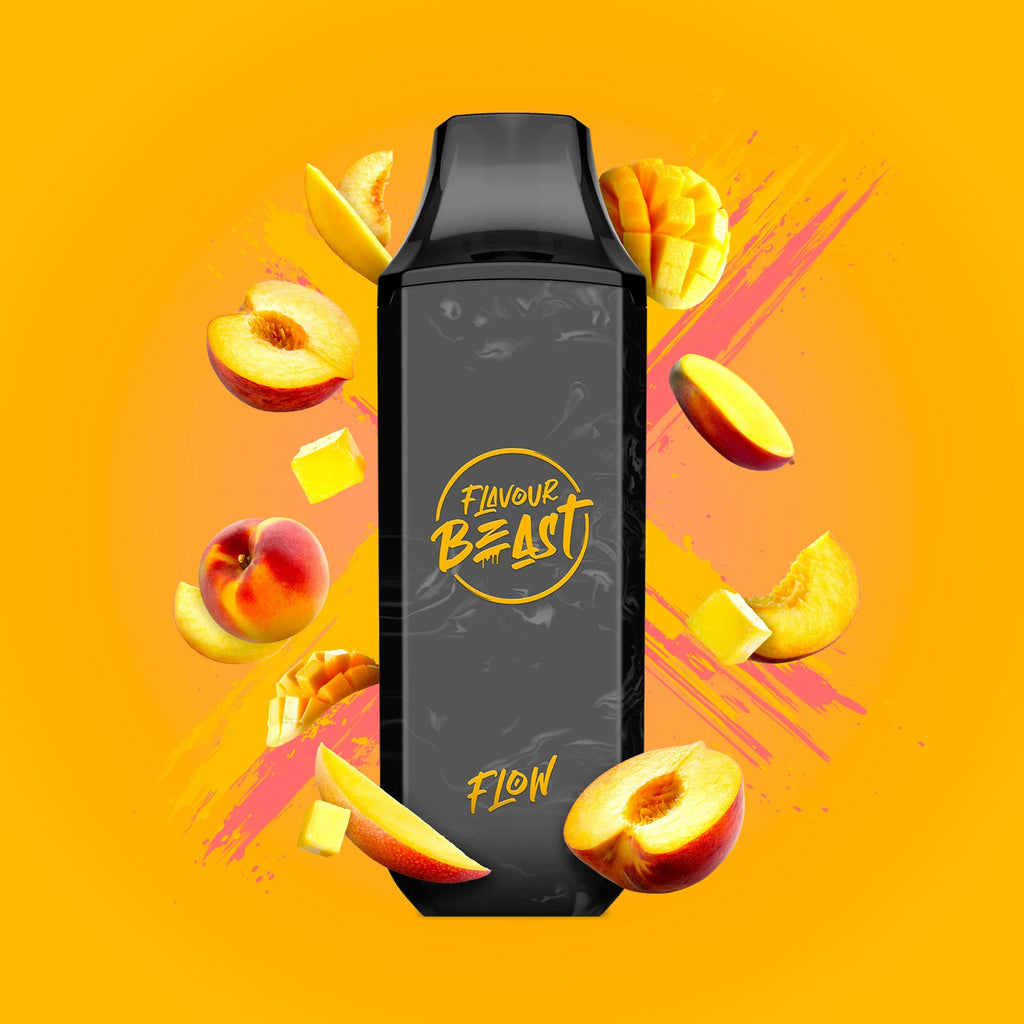 Mad Mango Peach - Flavour Beast Flow Disposable Vape - Sleek design, up to 4000 puffs, 10mL juice capacity, 600mAh battery, 1.2 ohm mesh coil - Vape Cave